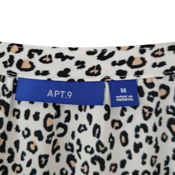 Apt 9 Leopard Print V-Neck Blouse Womens Size M Long Sleeve Pockets Career - Picture 3 of 10